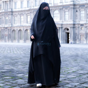 French Khimar Ayumi Size L Sifon Jetblack by Alsyahra Exclusive
