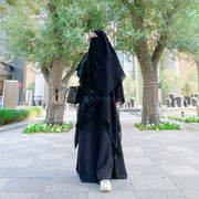 French Khimar Ayumi Size L Sifon Jetblack by Alsyahra Exclusive