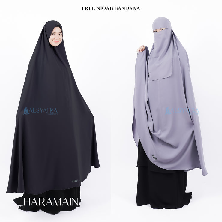 Set Khimar Syari Haramain Niqab Bandana Non Pet Luxury Wolfis Alsyahra Exclusive