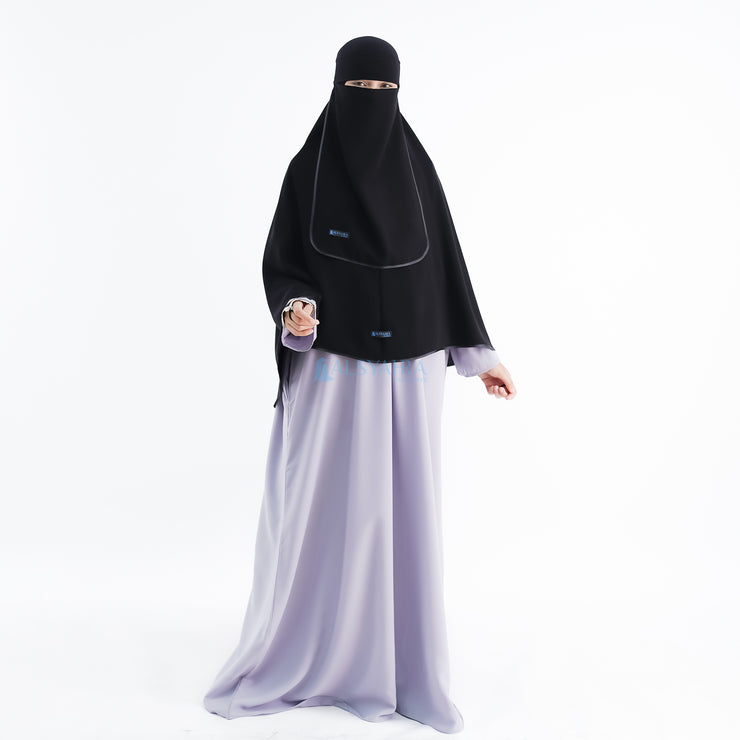 Set Khimar Bisban Niqab Bandana Jetblack Free Handsock Alsyahra Exclusive