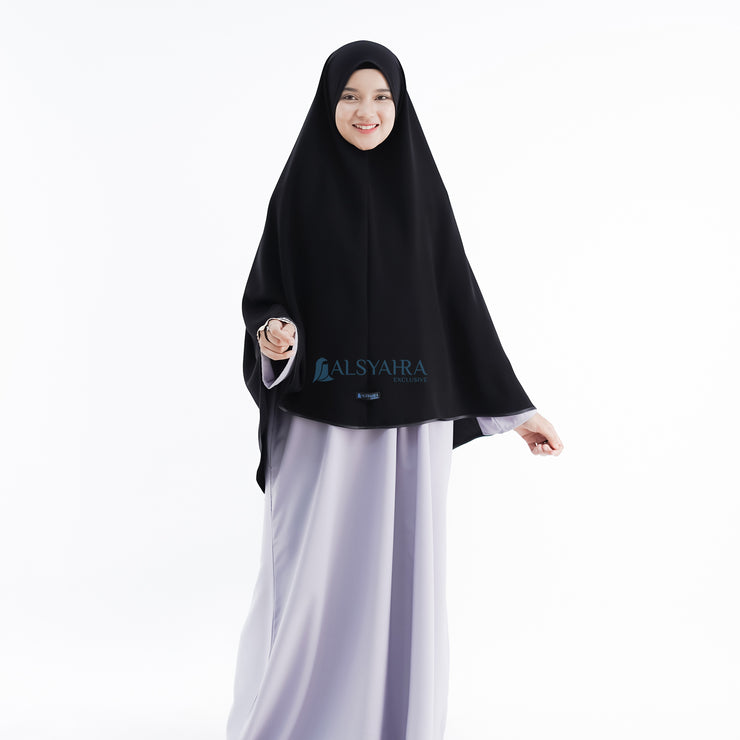 Set Khimar Bisban Niqab Bandana Jetblack Free Handsock Alsyahra Exclusive
