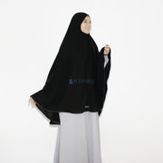 Set Khimar Bisban Niqab Bandana Jetblack Free Handsock Alsyahra Exclusive