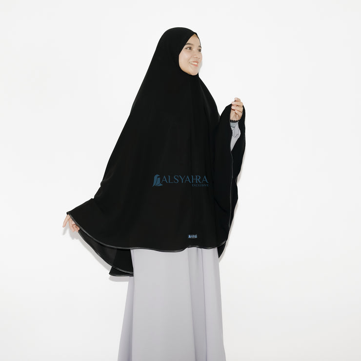 Set Khimar Bisban Niqab Bandana Jetblack Free Handsock Alsyahra Exclusive