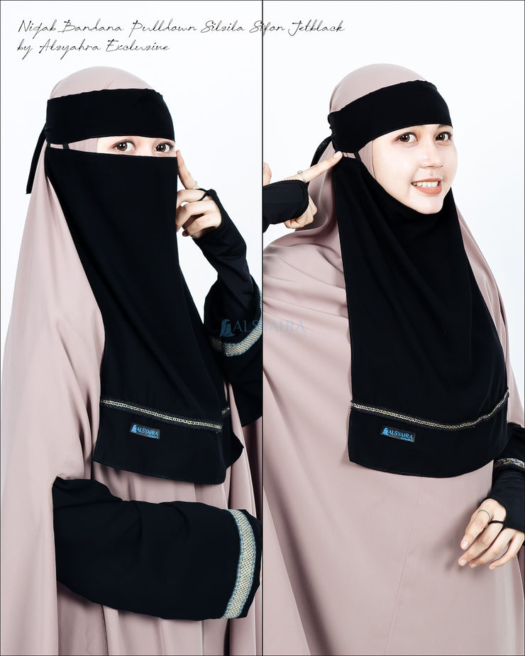 Niqab Bandana Pulldown Silsila Sifon Jetblack Alsyahra Exclusive
