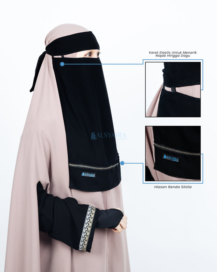 Niqab Bandana Pulldown Silsila Sifon Jetblack Alsyahra Exclusive