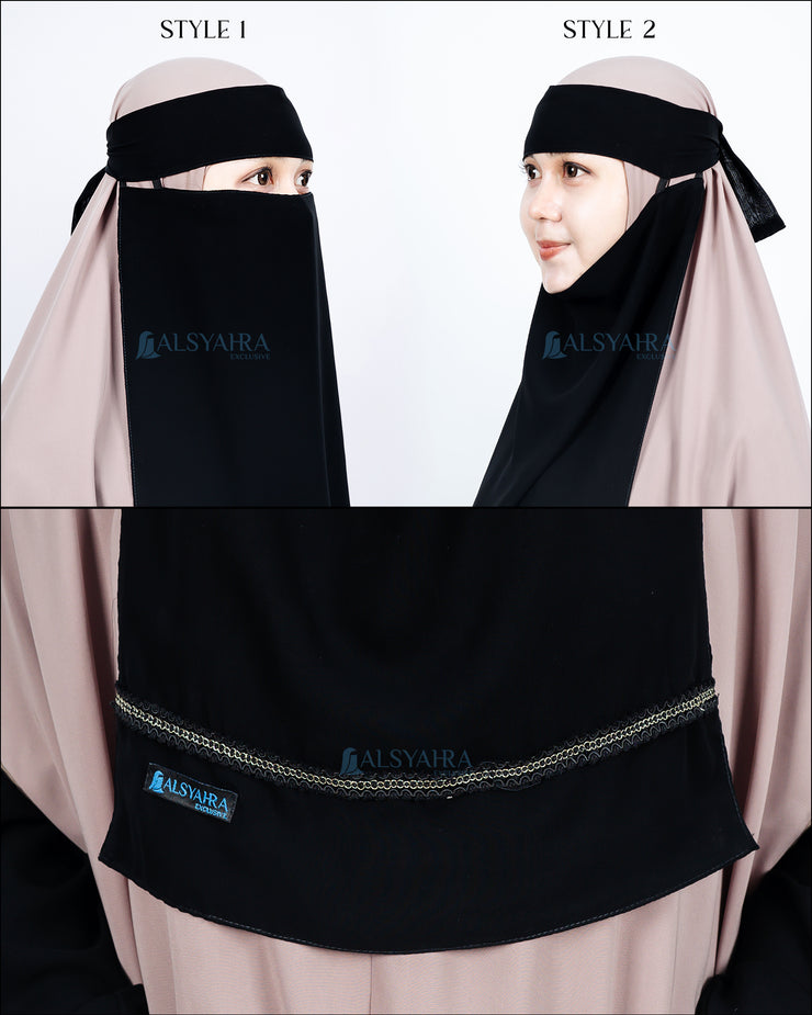 Niqab Bandana Pulldown Silsila Sifon Jetblack Alsyahra Exclusive