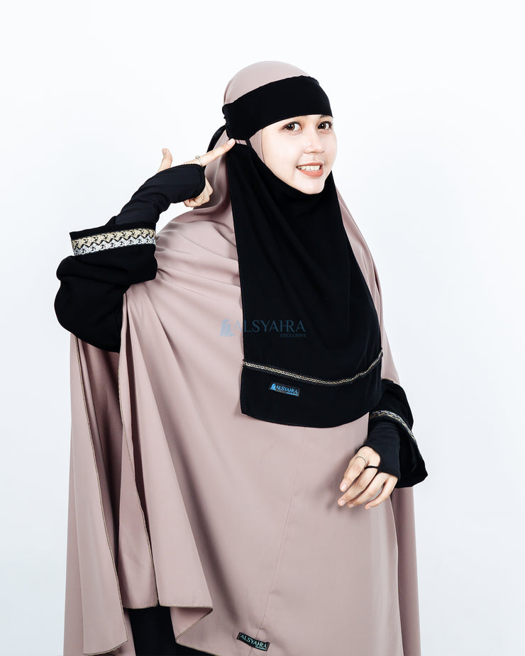 Niqab Bandana Pulldown Silsila Sifon Jetblack Alsyahra Exclusive
