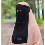 Alsyahra Exclusive Niqab Poni Andalusia Stripe Sifon Silk Jetblack