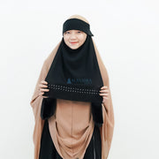 Alsyahra Exclusive Niqab Poni Pulldown Andalusia Stripe Sifon Silk Jetblack