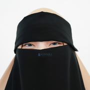 Alsyahra Exclusive Niqab Poni Pulldown Andalusia Stripe Sifon Silk Jetblack