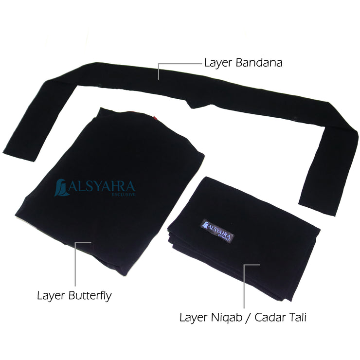 Bundling Niqab New All In One Hijrah Size M 12 Style Chiffon Silk Jetblack Alsyahra Exclusive