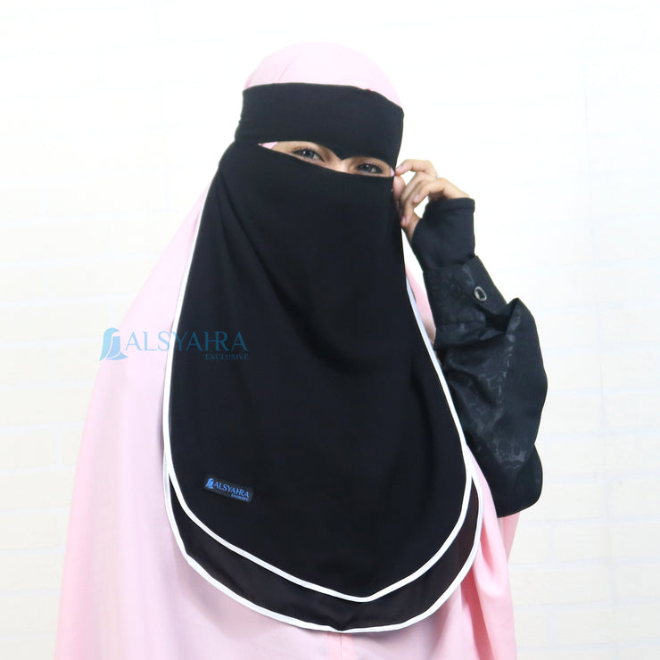 Bundling Niqab New All In One Hijrah Size M 12 Style Chiffon Silk Jetblack Alsyahra Exclusive