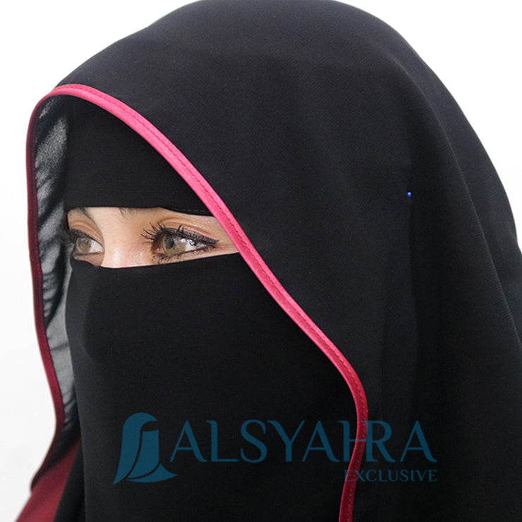 Niqab Butterfly Hijrah Chiffon Silk Jetblack Alsyahra Exclusive