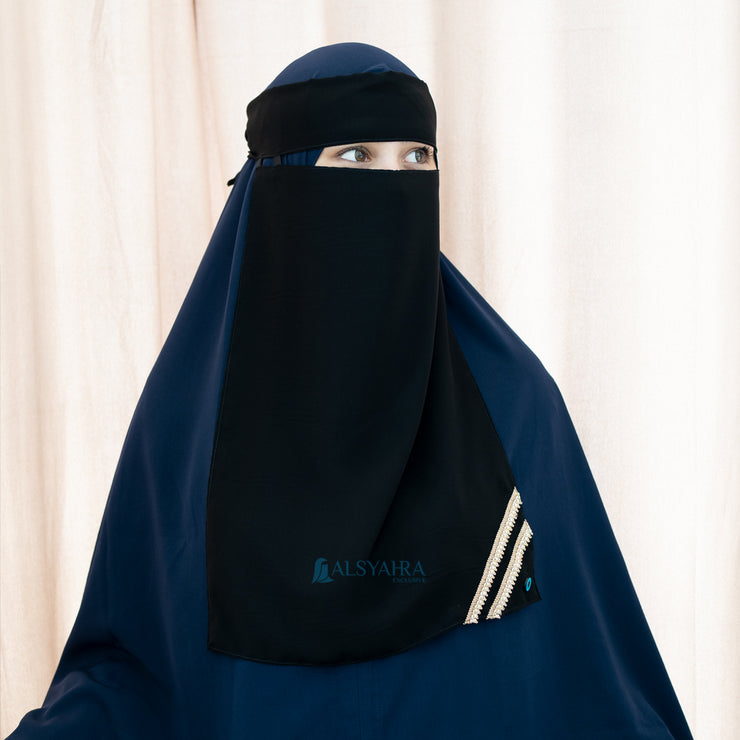 Niqab Bandana Pulldown New Shajara Sifon Jetblack Alsyahra Exclusive