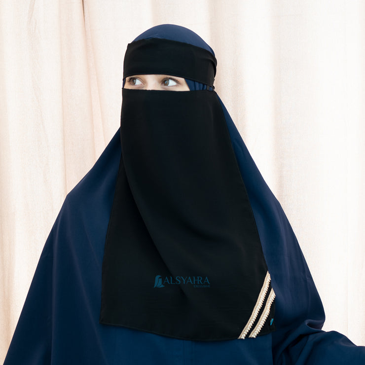 Niqab Bandana Pulldown New Shajara Sifon Jetblack Alsyahra Exclusive