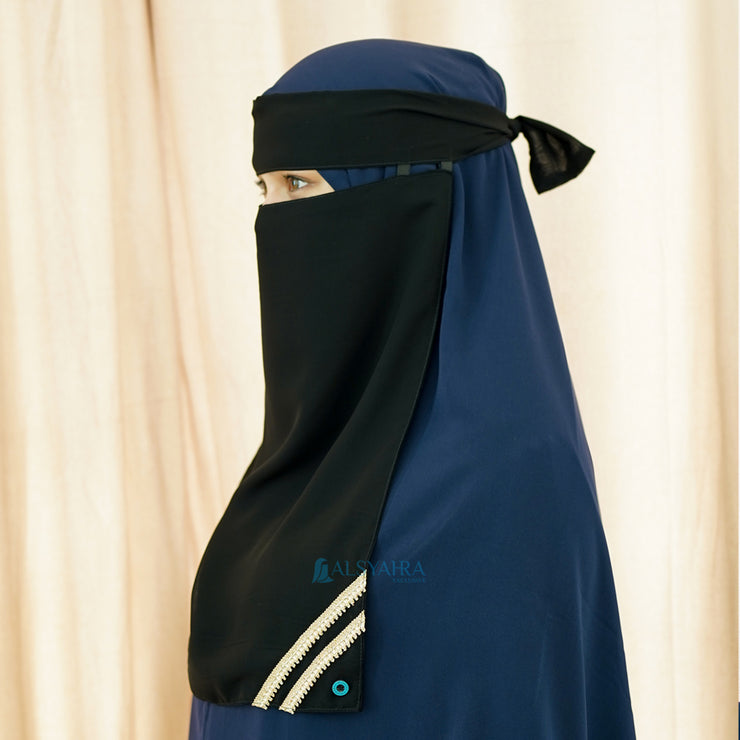 Niqab Bandana Pulldown New Shajara Sifon Jetblack Alsyahra Exclusive