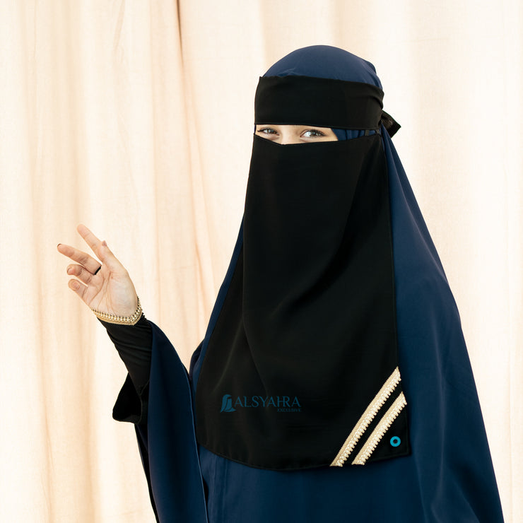 Niqab Bandana Pulldown New Shajara Sifon Jetblack Alsyahra Exclusive