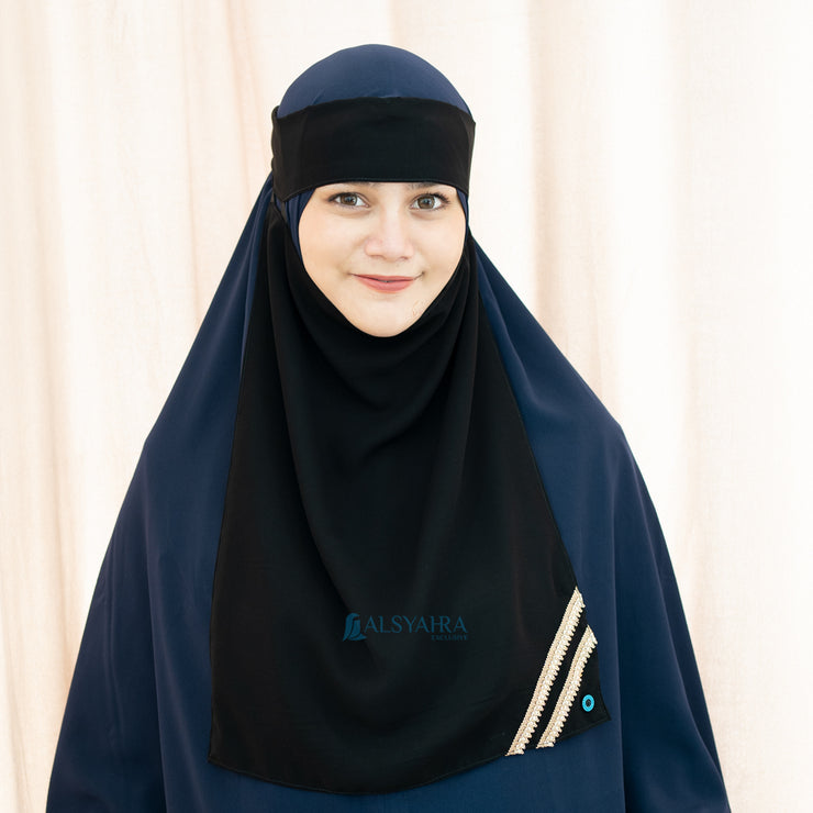 Niqab Bandana Pulldown New Shajara Sifon Jetblack Alsyahra Exclusive