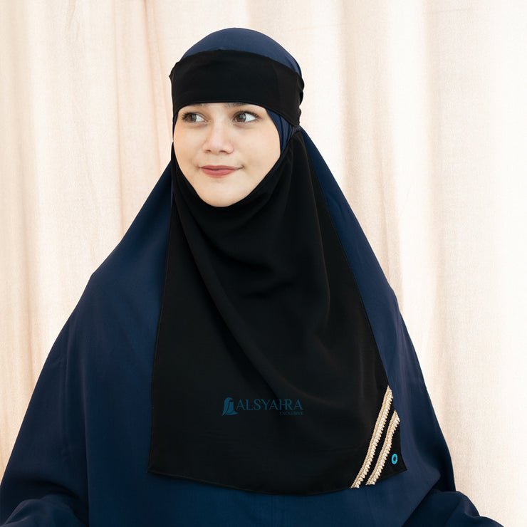 Niqab Bandana Pulldown New Shajara Sifon Jetblack Alsyahra Exclusive