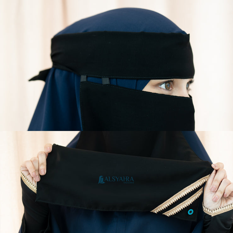 Niqab Bandana Pulldown New Shajara Sifon Jetblack Alsyahra Exclusive