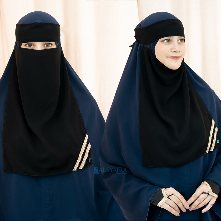 Niqab Bandana Pulldown New Shajara Sifon Jetblack Alsyahra Exclusive