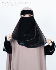 Niqab Bandana Ikhfa 3 layer Sifon Silk Jetblack Alsyahra Exclusive