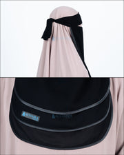 Niqab Bandana Ikhfa 3 layer Sifon Silk Jetblack Alsyahra Exclusive