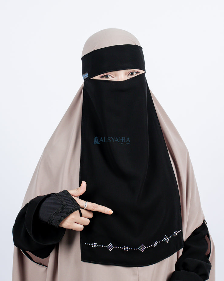 Niqab Bandana Alhajr Sifon Jetblack Alsyahra Exclusive