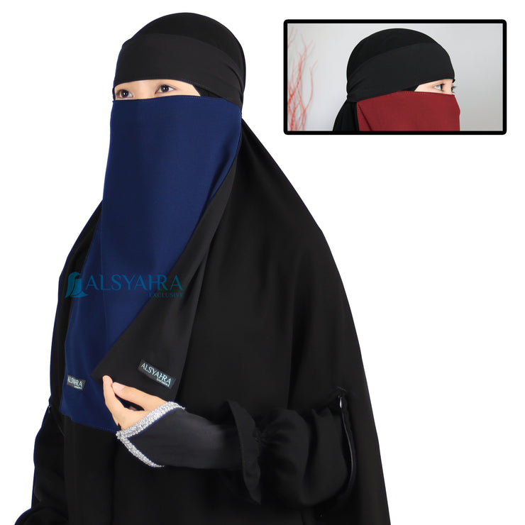 Niqab Bandana Bolak Balik 2 Warna Sifon Premium Alsyahra Exclusive
