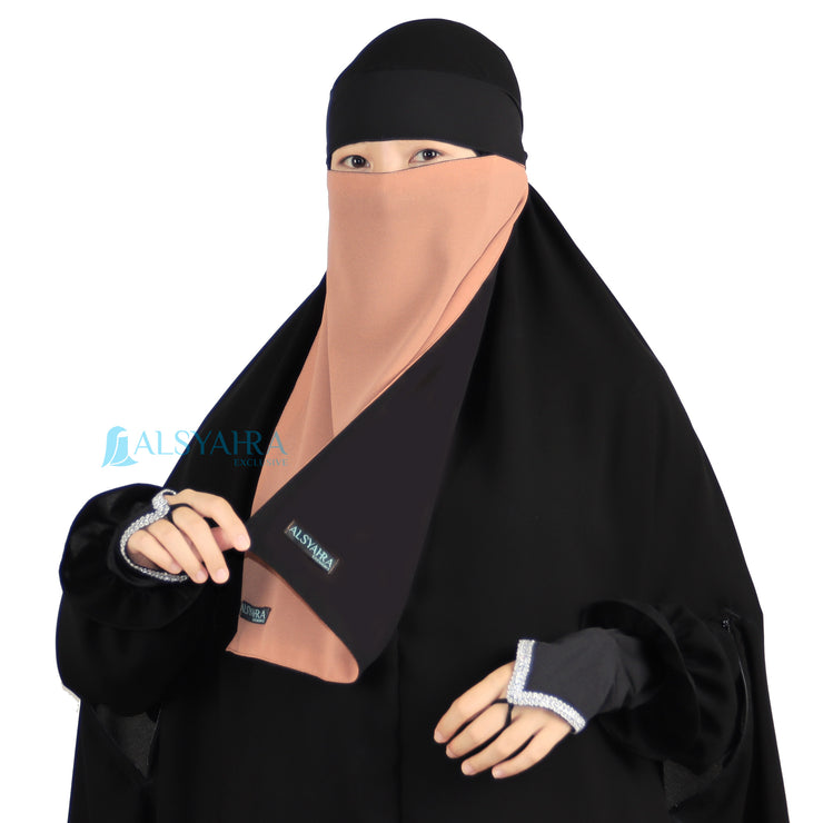 Niqab Bandana Bolak Balik 2 Warna Sifon Premium Alsyahra Exclusive