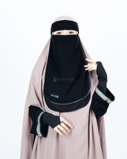 Niqab Bandana Ikhfa 2 layer Sifon Silk Jetblack Alsyahra Exclusive