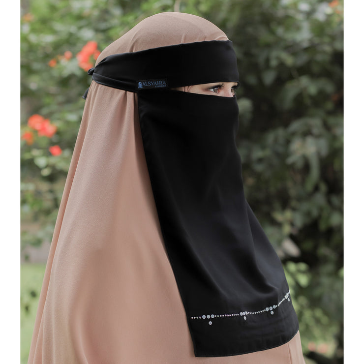Alsyahra Exclusive Niqab Bandana Kapadokya Sifon Silk Jetblack
