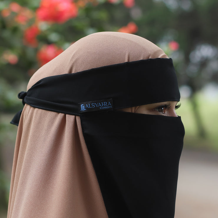 Alsyahra Exclusive Niqab Bandana Kapadokya Sifon Silk Jetblack