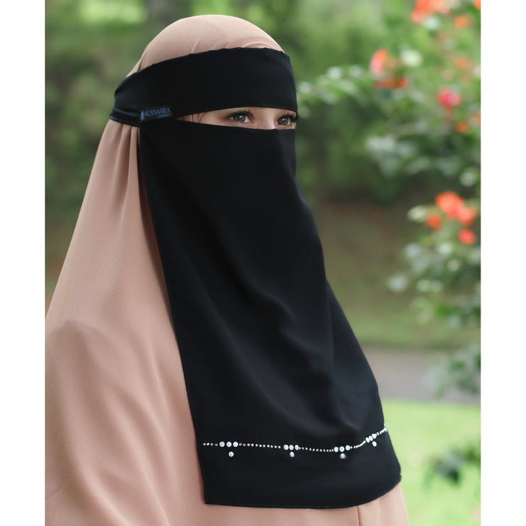 Alsyahra Exclusive Niqab Bandana Kapadokya Sifon Silk Jetblack