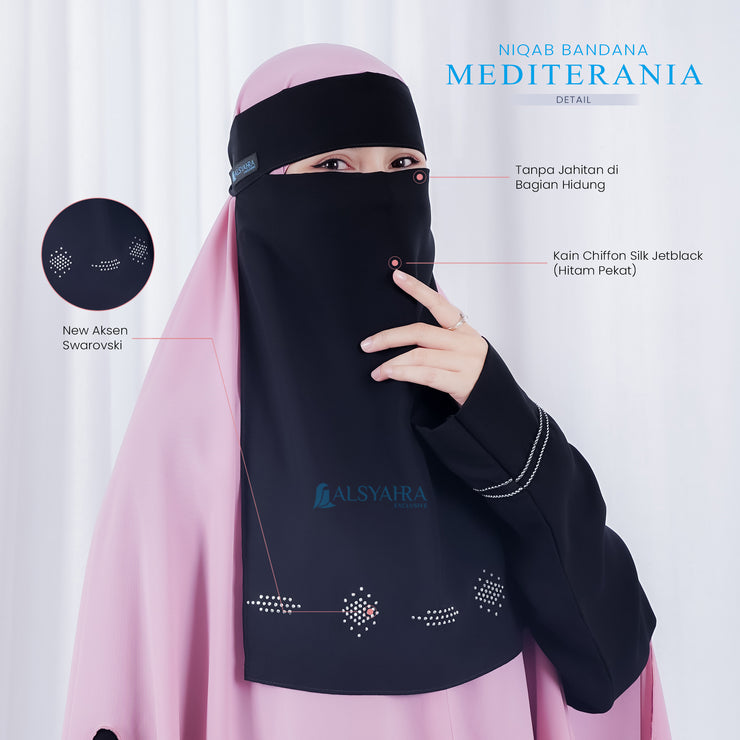 Alsyahra Exclusive Niqab Bandana Mediterania Sifon Silk Jetblack