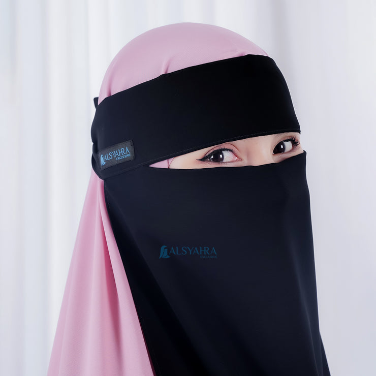 Alsyahra Exclusive Niqab Bandana Mediterania Sifon Silk Jetblack
