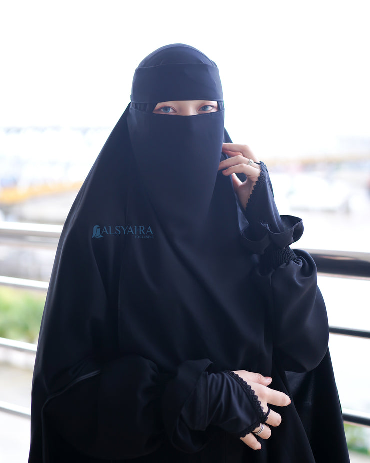Niqab Bandana Pulldown Sifon Silk Jetblack Alsyahra Exclusive