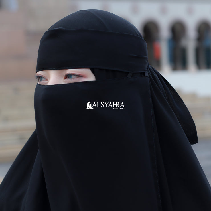 Niqab Bandana Pulldown Sifon Silk Jetblack Alsyahra Exclusive