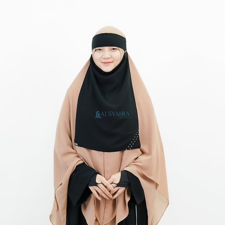 Alsyahra Exclusive Niqab Bandana Pulldown Andalusia Sifon Silk Jetblack