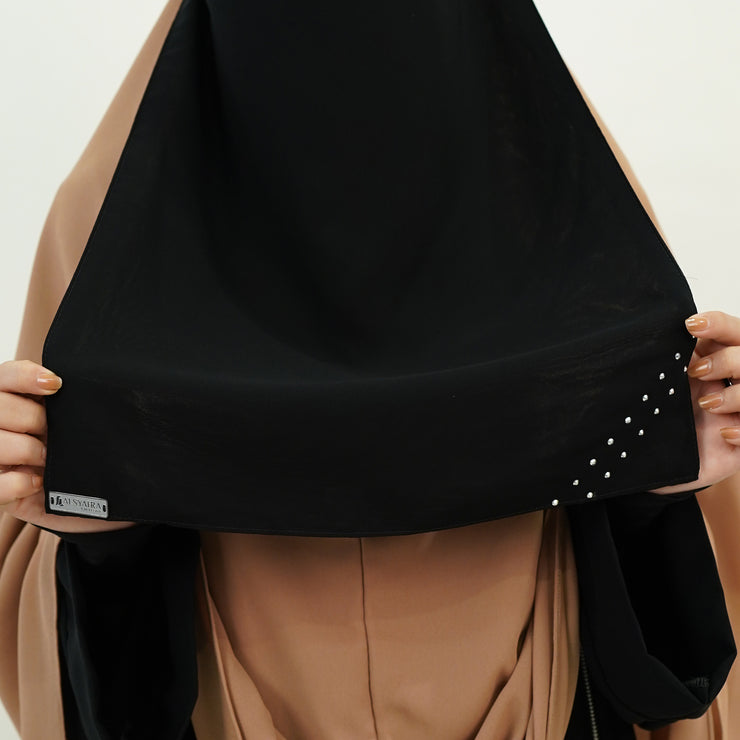 Alsyahra Exclusive Niqab Bandana Pulldown Andalusia Sifon Silk Jetblack