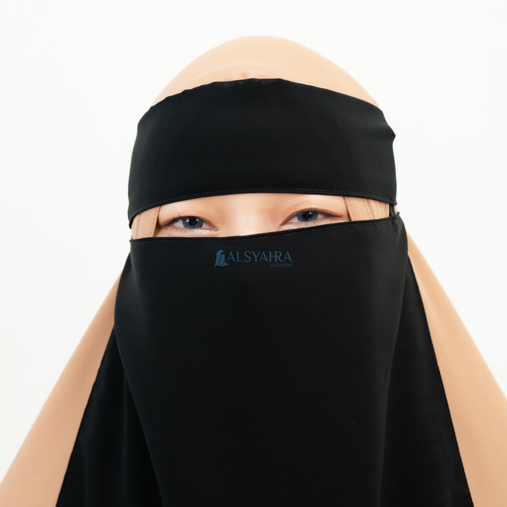 Alsyahra Exclusive Niqab Bandana Pulldown Andalusia Sifon Silk Jetblack
