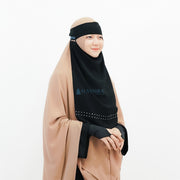 Alsyahra Exclusive Niqab Bandana Pulldown Andalusia Stripe Sifon Silk Jetblack
