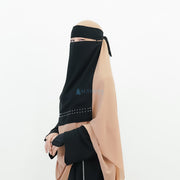 Alsyahra Exclusive Niqab Bandana Pulldown Andalusia Stripe Sifon Silk Jetblack