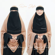 Alsyahra Exclusive Niqab Bandana Pulldown Andalusia Stripe Sifon Silk Jetblack