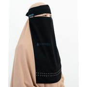 Alsyahra Exclusive Niqab Bandana Pulldown Andalusia Stripe Sifon Silk Jetblack