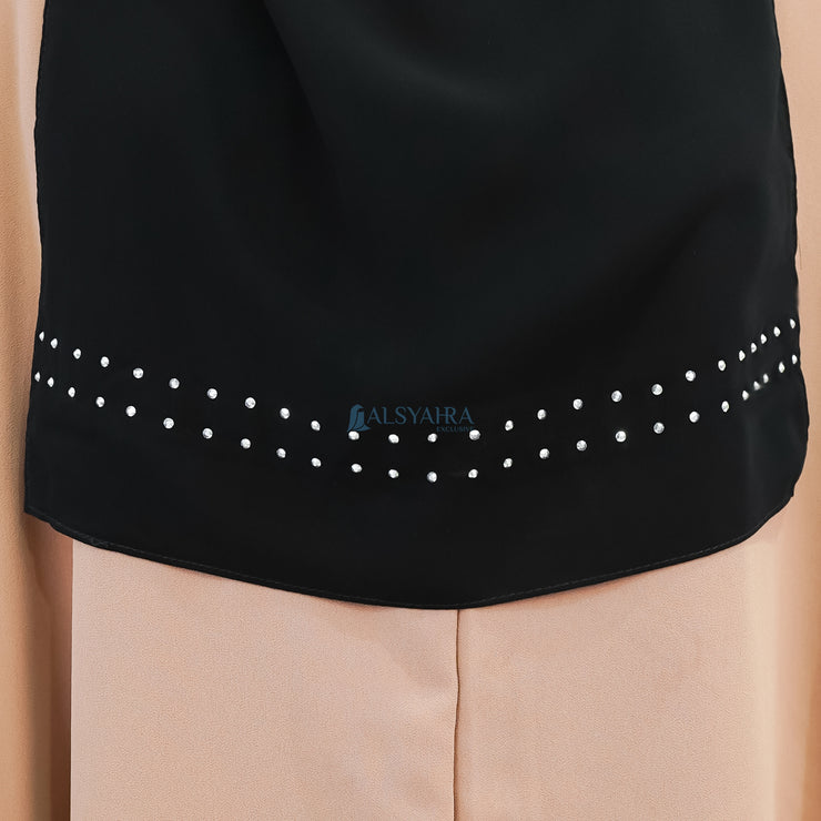 Alsyahra Exclusive Niqab Bandana Pulldown Andalusia Stripe Sifon Silk Jetblack