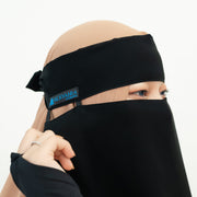 Alsyahra Exclusive Niqab Bandana Pulldown Andalusia Stripe Sifon Silk Jetblack