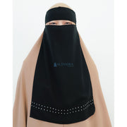 Alsyahra Exclusive Niqab Bandana Pulldown Andalusia Stripe Sifon Silk Jetblack