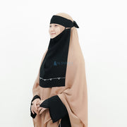 Alsyahra Exclusive Niqab Bandana Pulldown Kapadokya Sifon Silk Jetblack