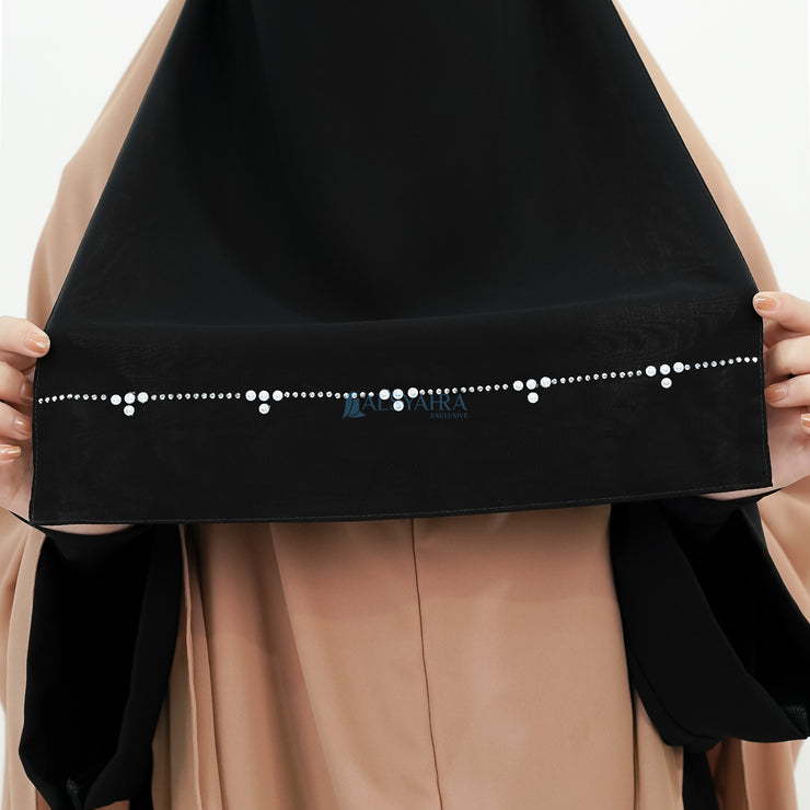 Alsyahra Exclusive Niqab Bandana Pulldown Kapadokya Sifon Silk Jetblack